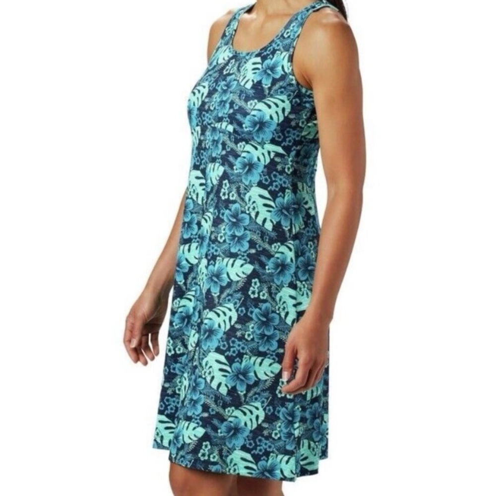 Columbia Dress Size 1X PFG Freezer III Blue Tropical Stretch Sleeveless Hiking - Picture 3 of 14